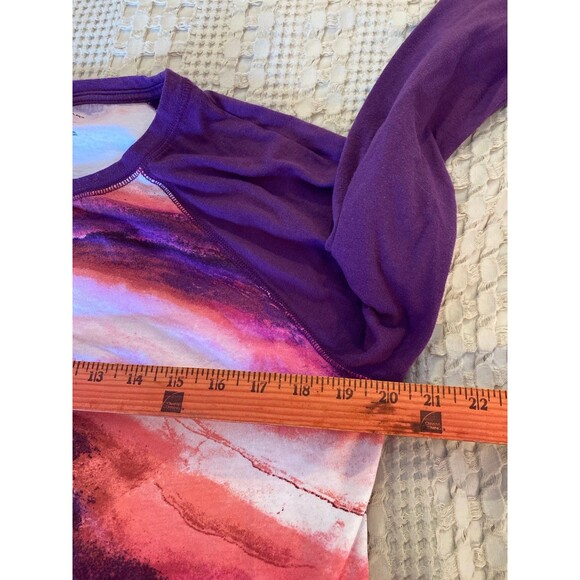 Tek Gear Athletic T Shirt Sz  Large Tie Dye Pink Purple Raglan Sleeves + Stretch - Picture 7 of 9